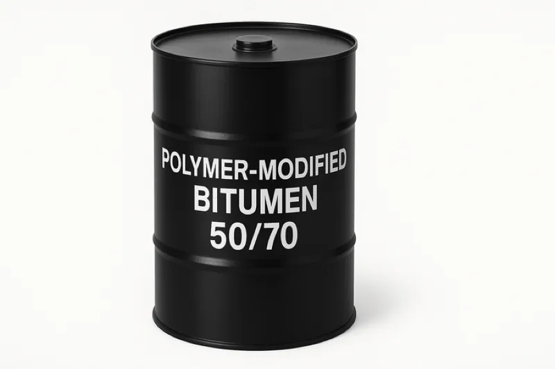 Sealed drum of polymer-modified bitumen 50/70
